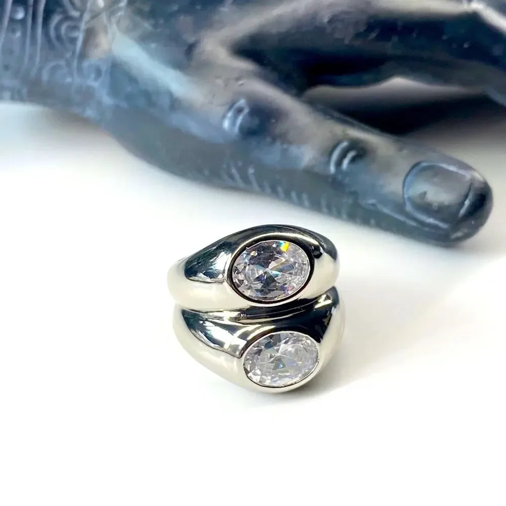 NEW Silver Mirroring Rhinestone Statement Ring